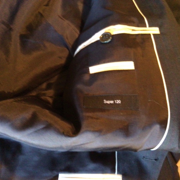 Hugo BOSS sport jacket Gray pinstripped red 42L super 120 wool - Picture 3 of 7